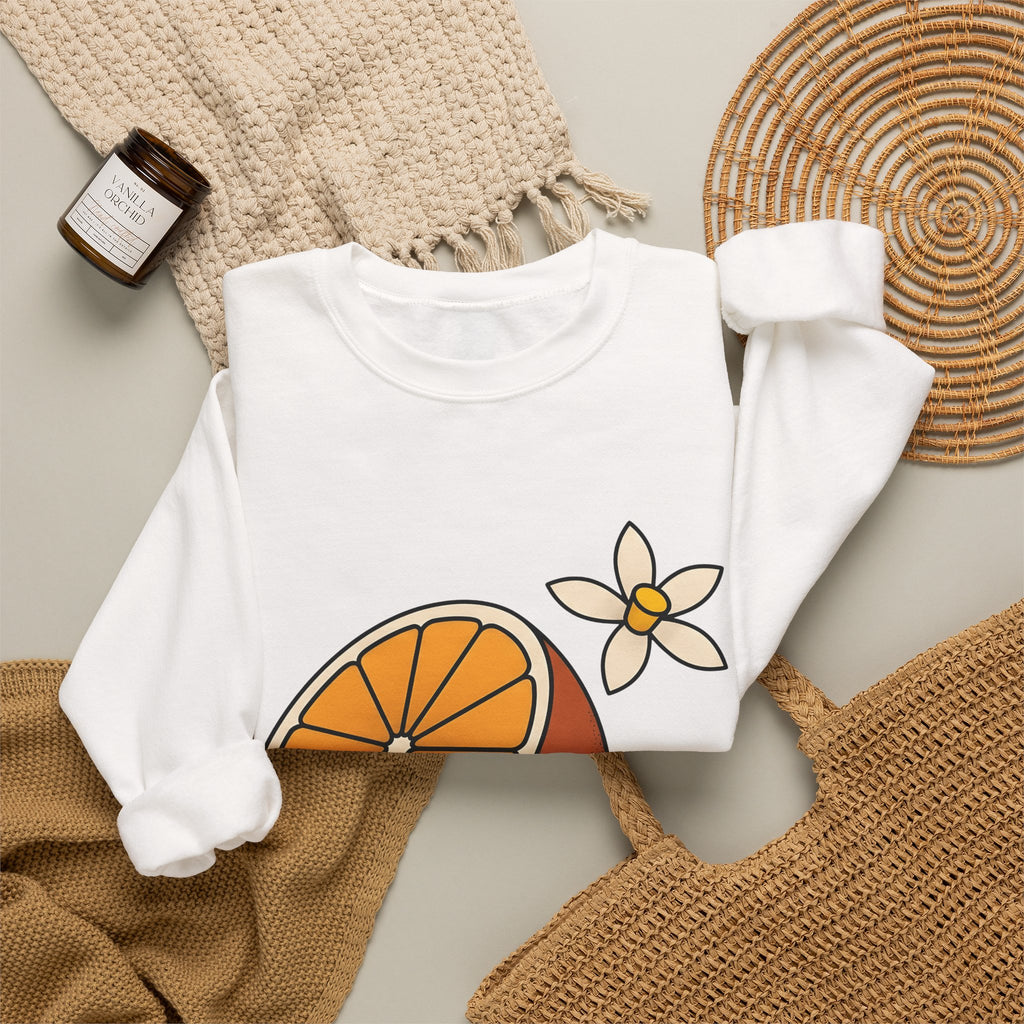 Tangerine Segment Sweatshirt Boho Chic Gardening Gift Women Modern Sweatshirt Mandarin Sweatshirt Bohemian Fan Contemporary Sweatshirt Gardener Graphic Classic