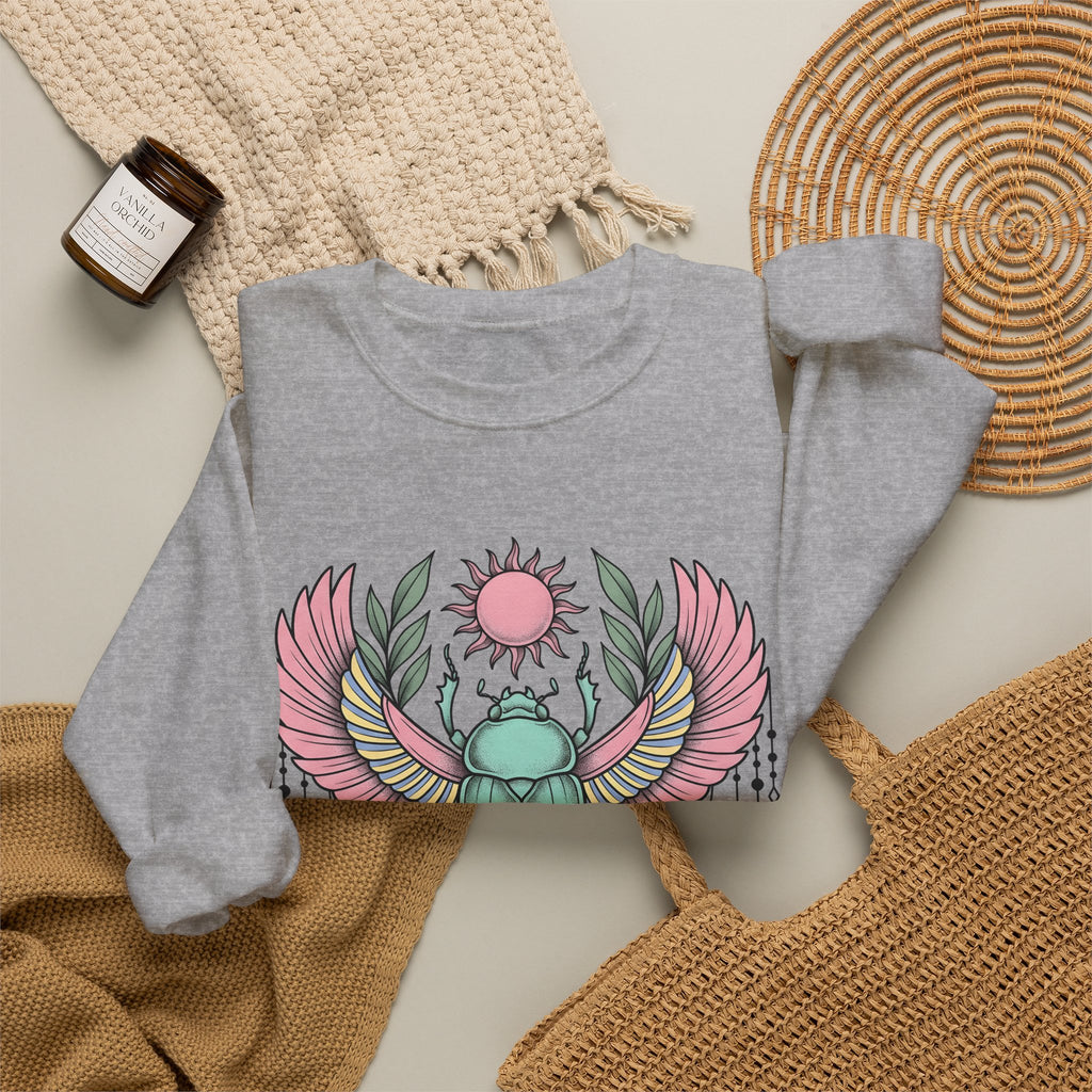 Scarab Bug Boho Chic Metaphysical Gift Tribal Beetle Bohemian Enthusiast Primitive Spiritual Sweatshirt