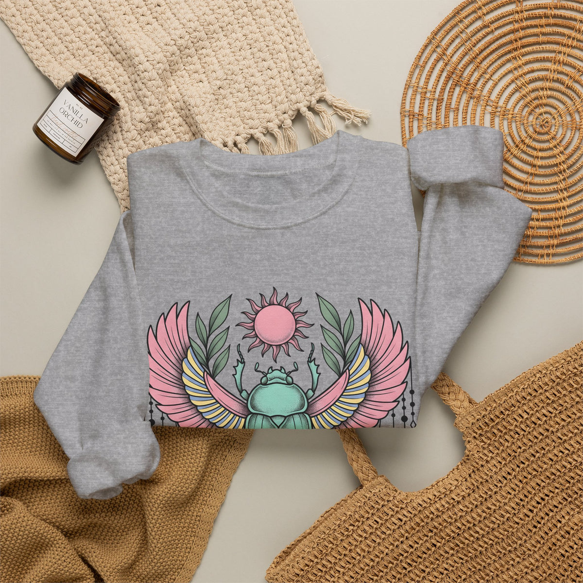 Scarab Bug Boho Chic Metaphysical Gift Tribal Beetle Bohemian Enthusiast Primitive Spiritual Sweatshirt