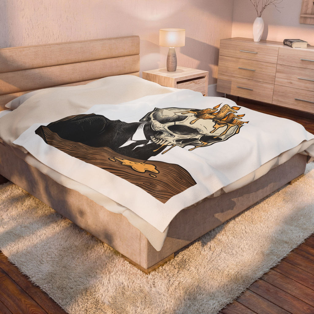 Skull Candles Blanket Gothic Halloween Gift Women Gothic Blanket Candle Blanket Dark Fan Cthulhu Graphic Spooky Blanket Vintage Wax Blanket