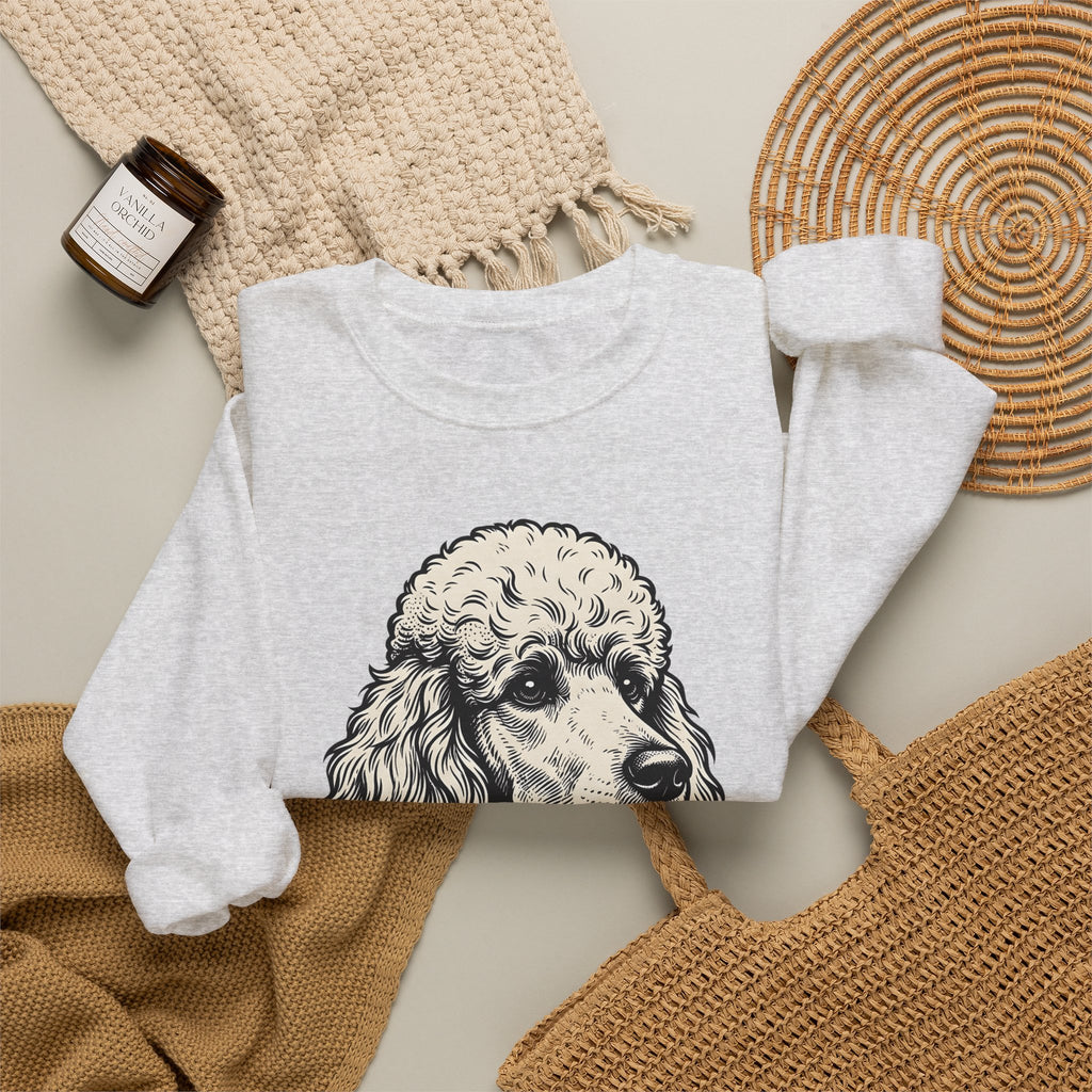 Poodle Dog Sweatshirt Dog Creatures Gift Women Shabby Chic Sweatshirt Poodle Sweatshirt Dog Fan Canine Graphic Sweatshirt Vintage Design Sweatshirt Line Art Floral