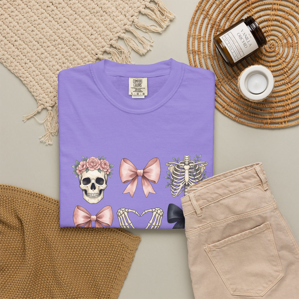 Skull Flower Halloween Dark Gift Watercolor Sugar Skull Horror Fan Gothic Dark Retro Bony T-Shirt