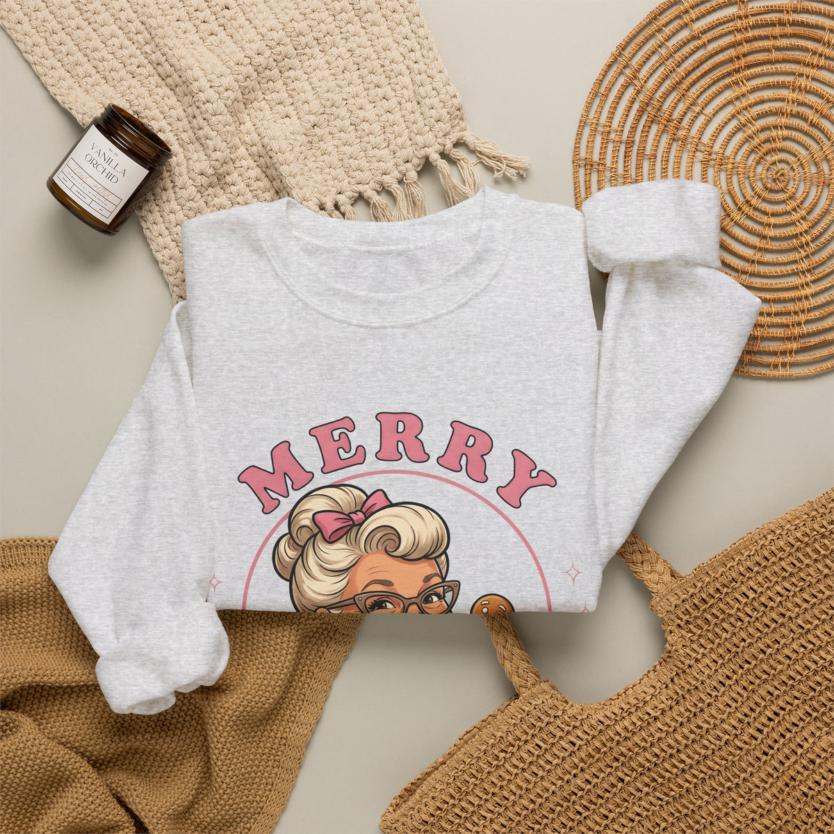 Grandma Cookie Christmas Pastry Gift Comic Cookie Christmas Fan Cartoon Bakery Vintage Sweatshirt
