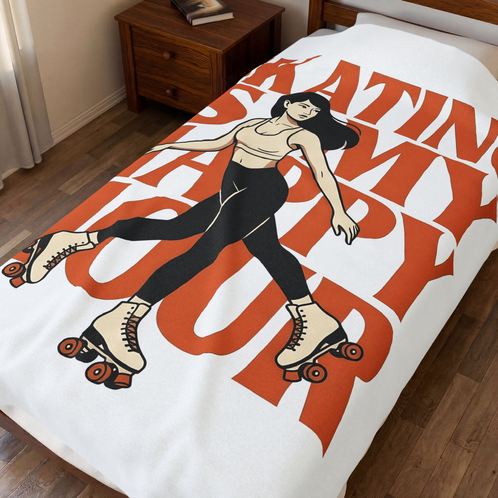 Roller Skater Blanket Sports Fitness Gift Women Bold Graphic Blanket Sk8er Blanket Athlete Enthusiast Graphic Design Gym Graphic Vintage Retro