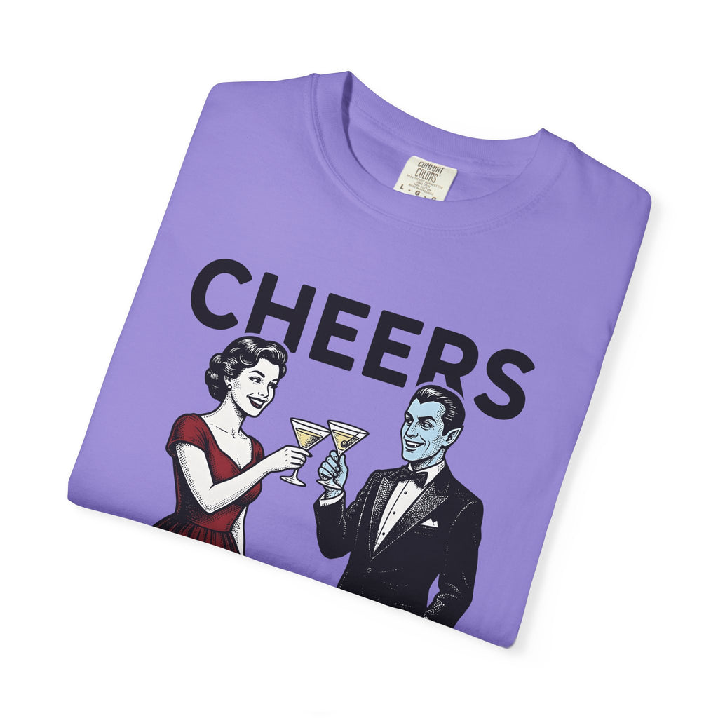 Vampire Duo T-Shirt Halloween Event Gift Women Antique T-Shirt Vampire Couple T-Shirt Horror Fan Spooky T-Shirt Party Graphic Old School Wine Glass