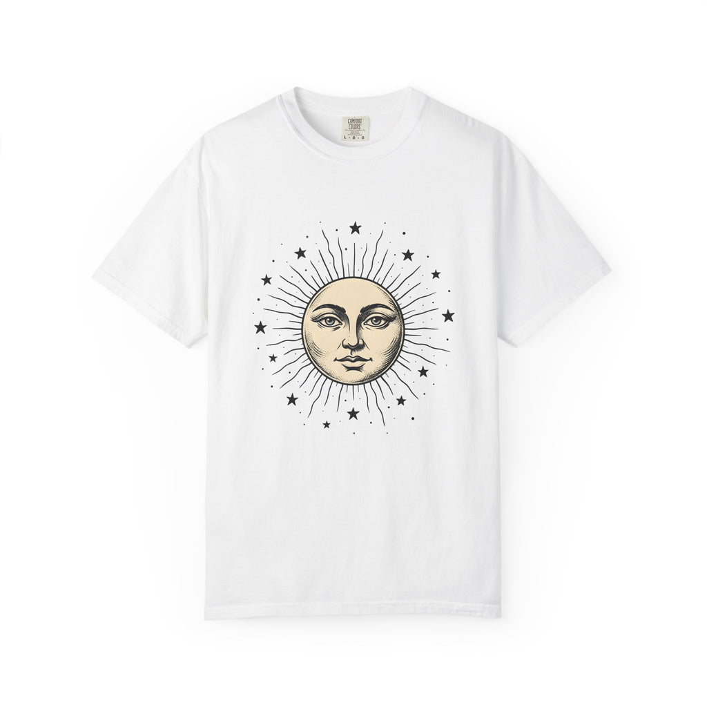 Sun Face T-Shirt Boho Chic Space Gift Women Rustic T-Shirt Sun T-Shirt Hippie Fan Bohemian T-Shirt Galaxy Graphic Line Art Stars T-Shirt