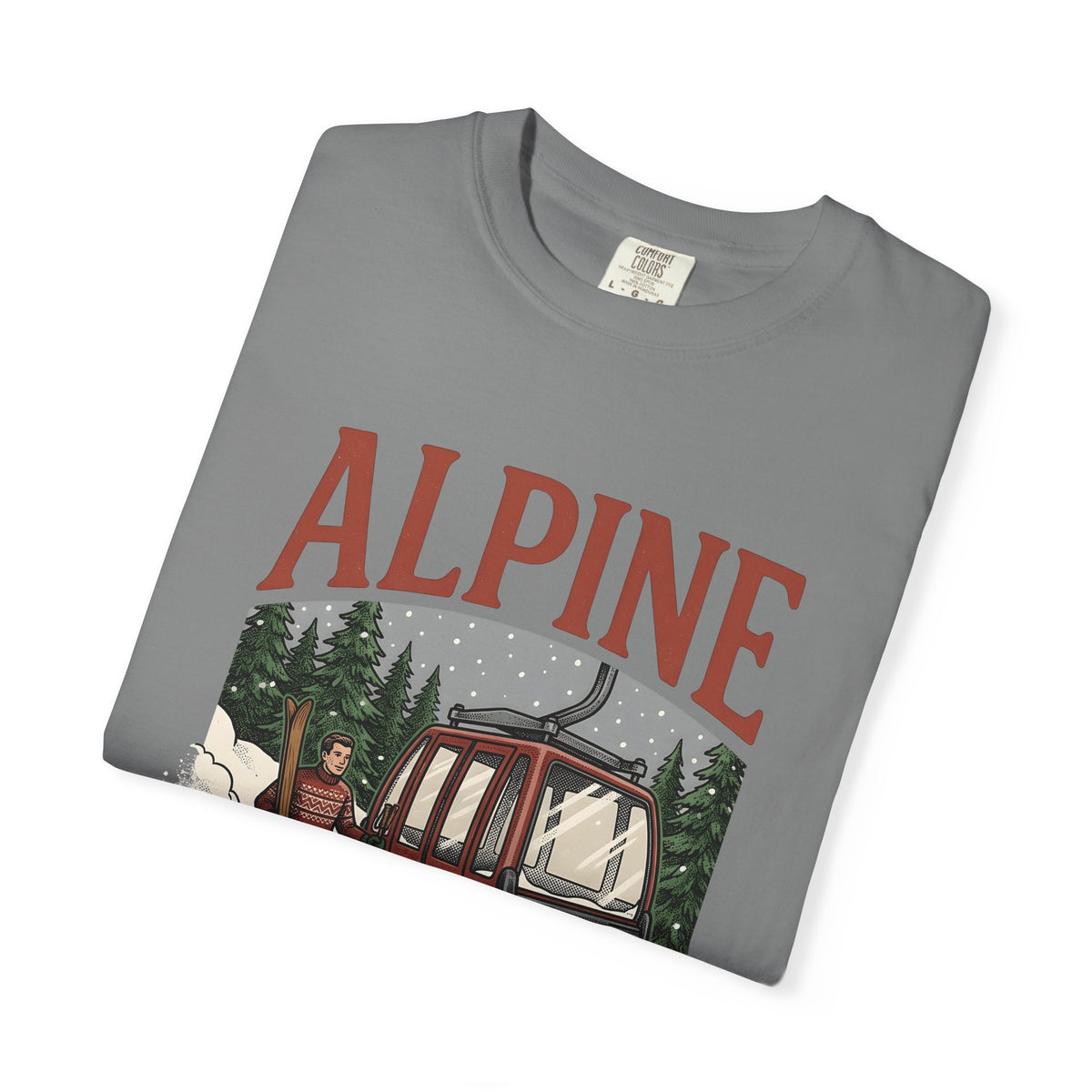 Ski Lift T-Shirt Christmas Winter Gift Women Vintage T-Shirt Chairlift T-Shirt Holiday Fan Retro T-Shirt Frosty Graphic Hand Drawn Evergreen Trees