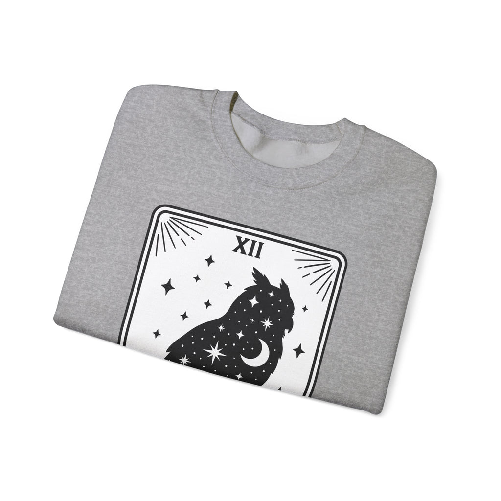 Owl Silhouette Sweatshirt Boho Chic Tarot Gift Women Celestial Sweatshirt Hoot Sweatshirt Bohemian Fan Mystical Sweatshirt Oracle Graphic Vintage Stars Sweatshirt