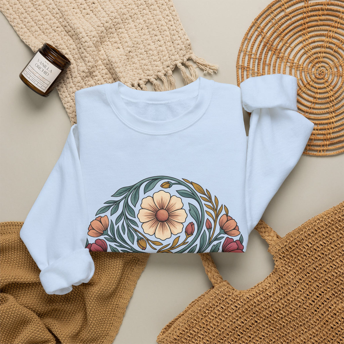 Floral Mandala Sweatshirt St. Valentine's Day Botanical Gift Women Boho Sweatshirt Mandala Sweatshirt Valentine Fan Hippie Sweatshirt Floral Graphic Vintage