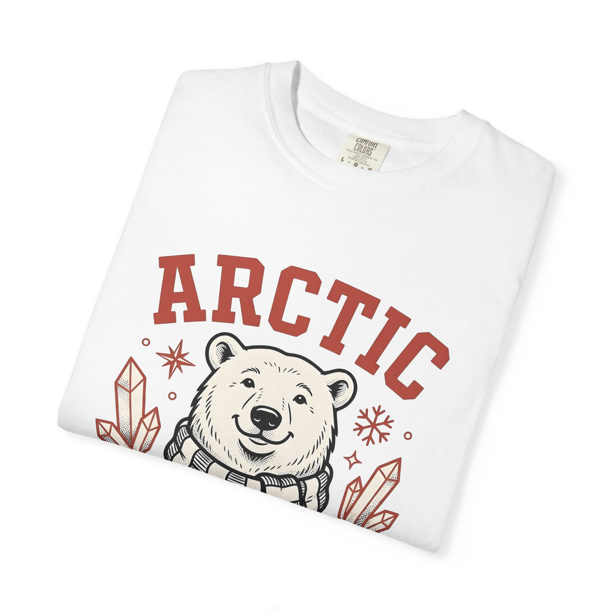 White Bear T-Shirt Christmas Cold Season Gift Women Comic T-Shirt Polar Bear T-Shirt Winter Fan Cartoon T-Shirt Frost Graphic Retro Ice Crystals
