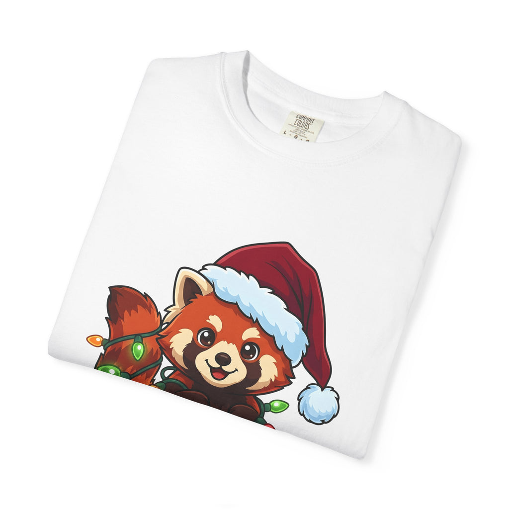 Red Panda Animals Festive Gift Chibi Panda Wildlife Fan Cartoon Holiday Animated Xmas Lights T-Shirt