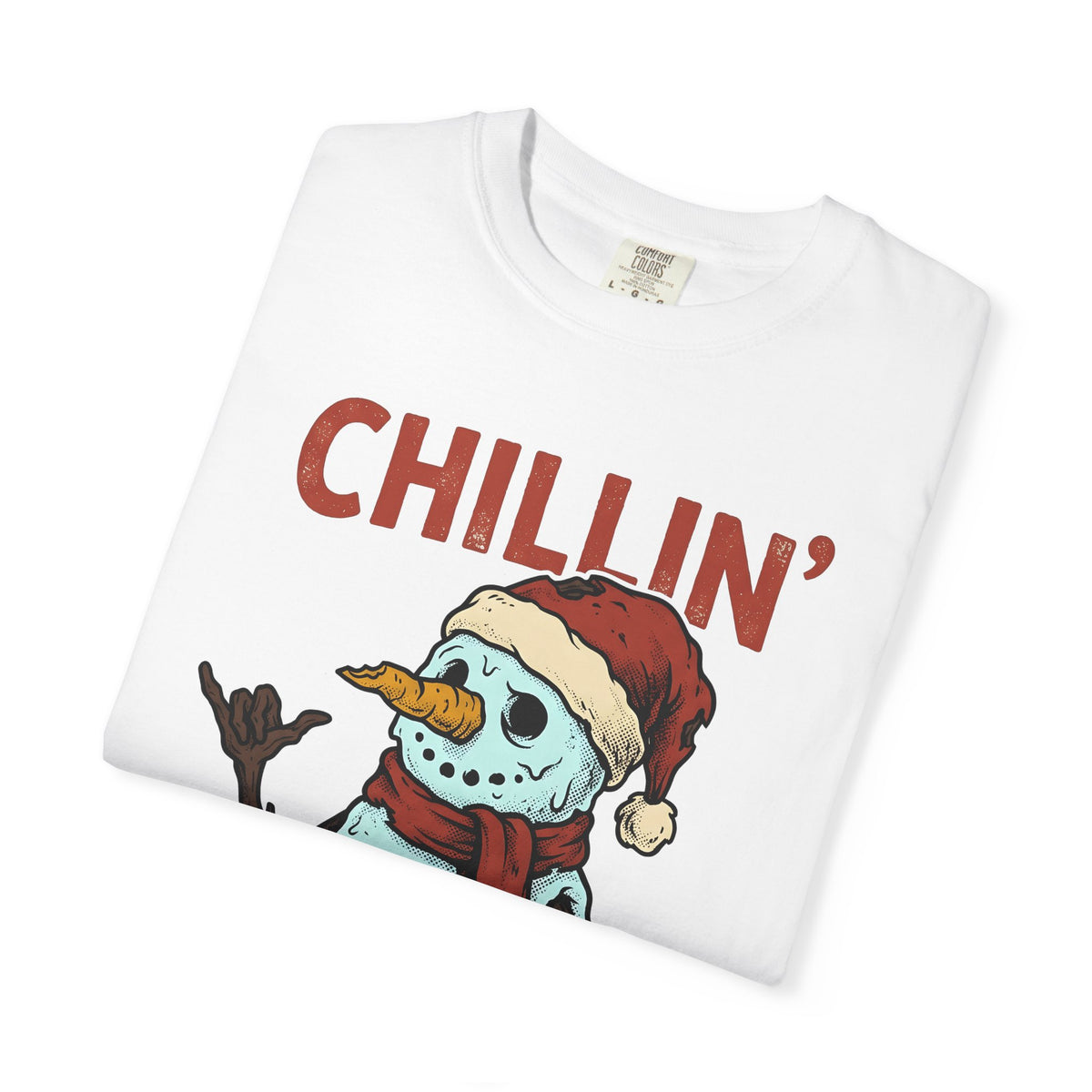 Skull Snowman T-Shirt Christmas Cold Gift Women Comic T-Shirt Skeleton Snowman T-Shirt Xmas Fan Cartoon T-Shirt Frosty Graphic Retro Christmas Hat