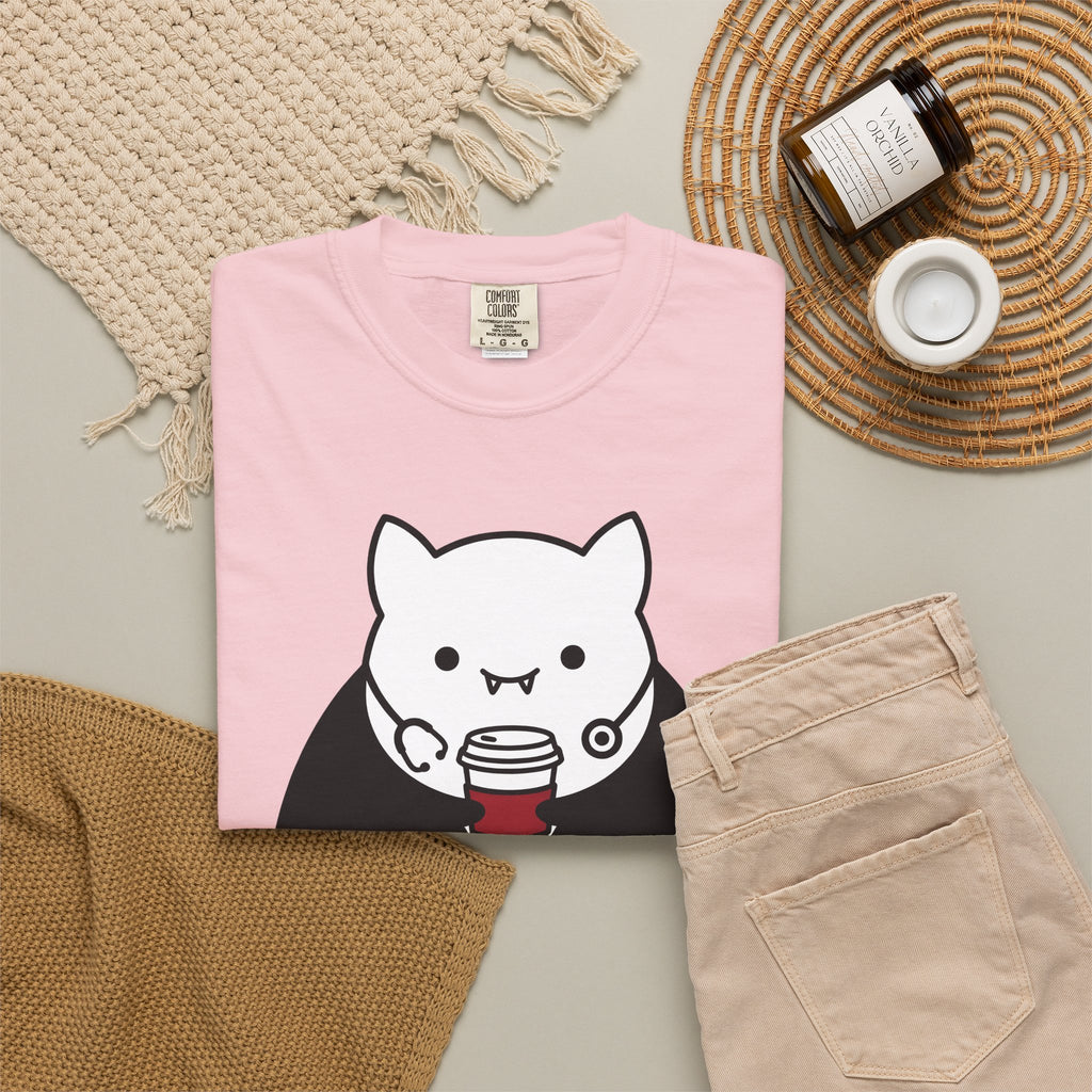 Vampire Coffee T-Shirt T-Shirt Nurses Fall Gift Women Cartoon T-Shirt Coffee Cup T-Shirt Nurse Enthusiast Comic T-Shirt Autumn Graphic Clean Nurse