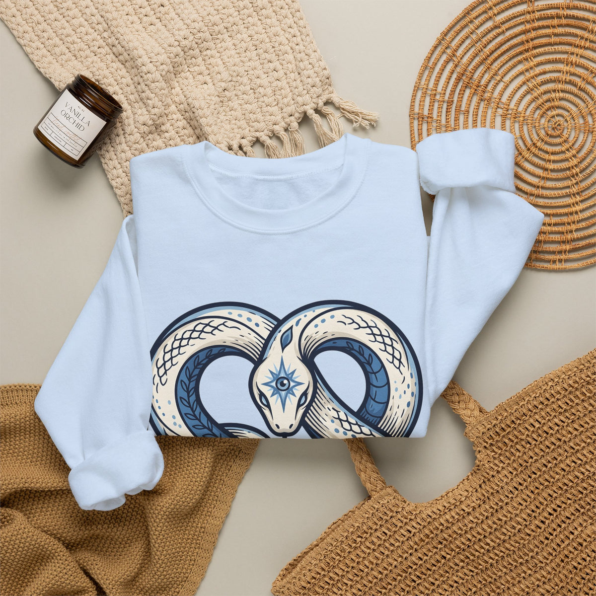 Magical Serpent Sweatshirt Boho Chic Mysticism Gift Women Primitive Sweatshirt Snake Sweatshirt Bohemian Fan Naive Sweatshirt Occult Graphic Body Art All