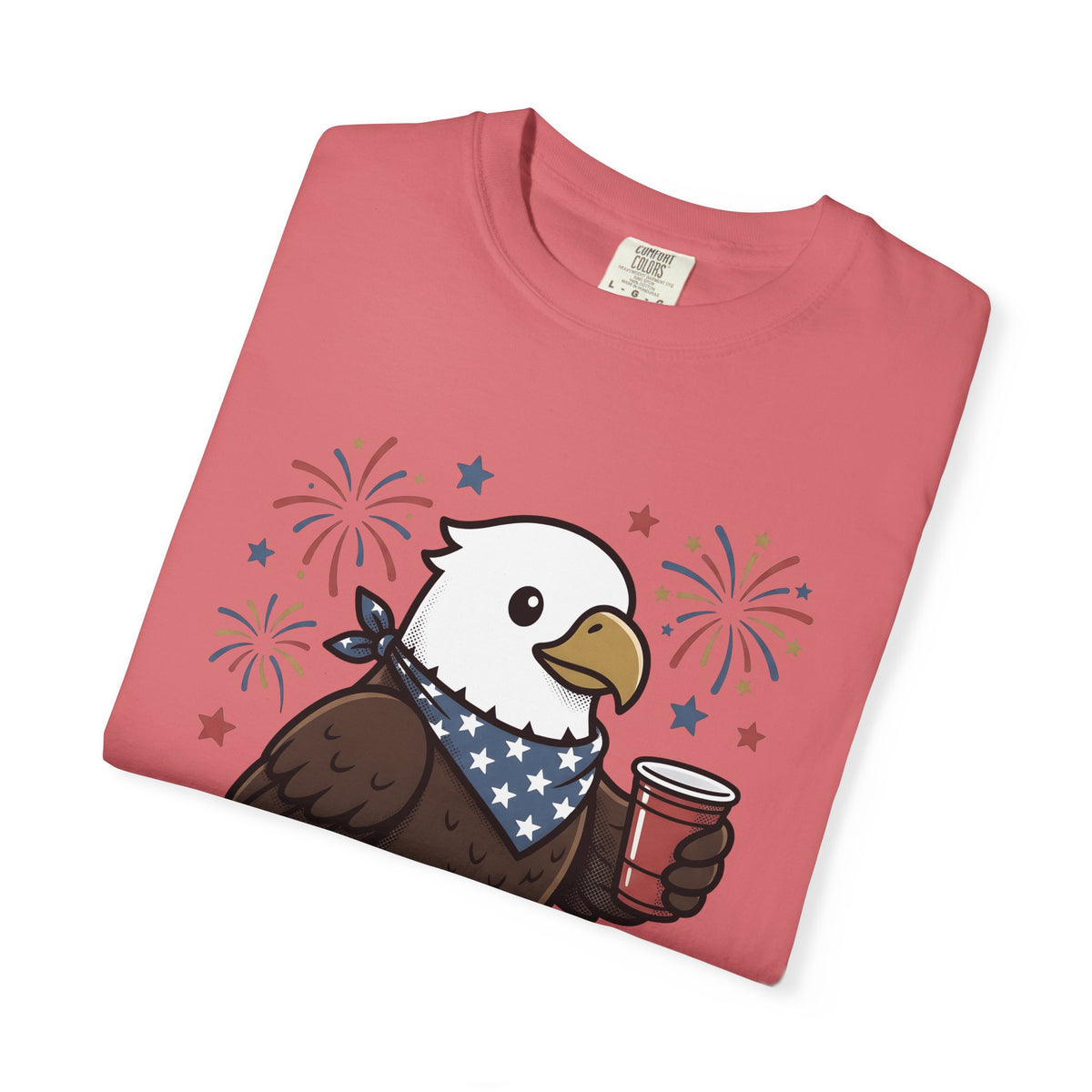 Bald Eagle T-Shirt 4th Of July Usa Gift Women Comic T-Shirt Eagle T-Shirt Independence Day Fan Cartoon T-Shirt American Graphic Vintage Fireworks