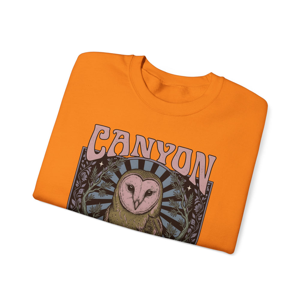 Barn Owl Boho Chic Fauna Gift Hand Drawn Owl Bohemian Fan Illustrated Colorful Blossom Sweatshirt
