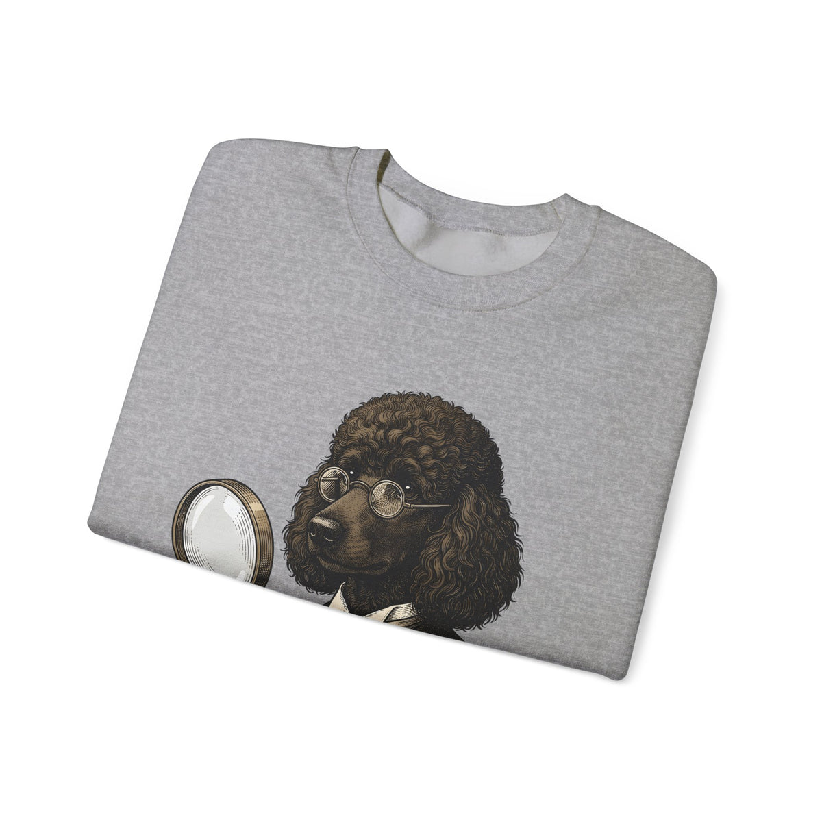 Poodle Detective Sweatshirt Dog Humor Gift Women Vintage Sweatshirt Dog Detective Sweatshirt Dog Fan Canine Comic Graphic Sweatshirt Hand Drawn Magnifying
