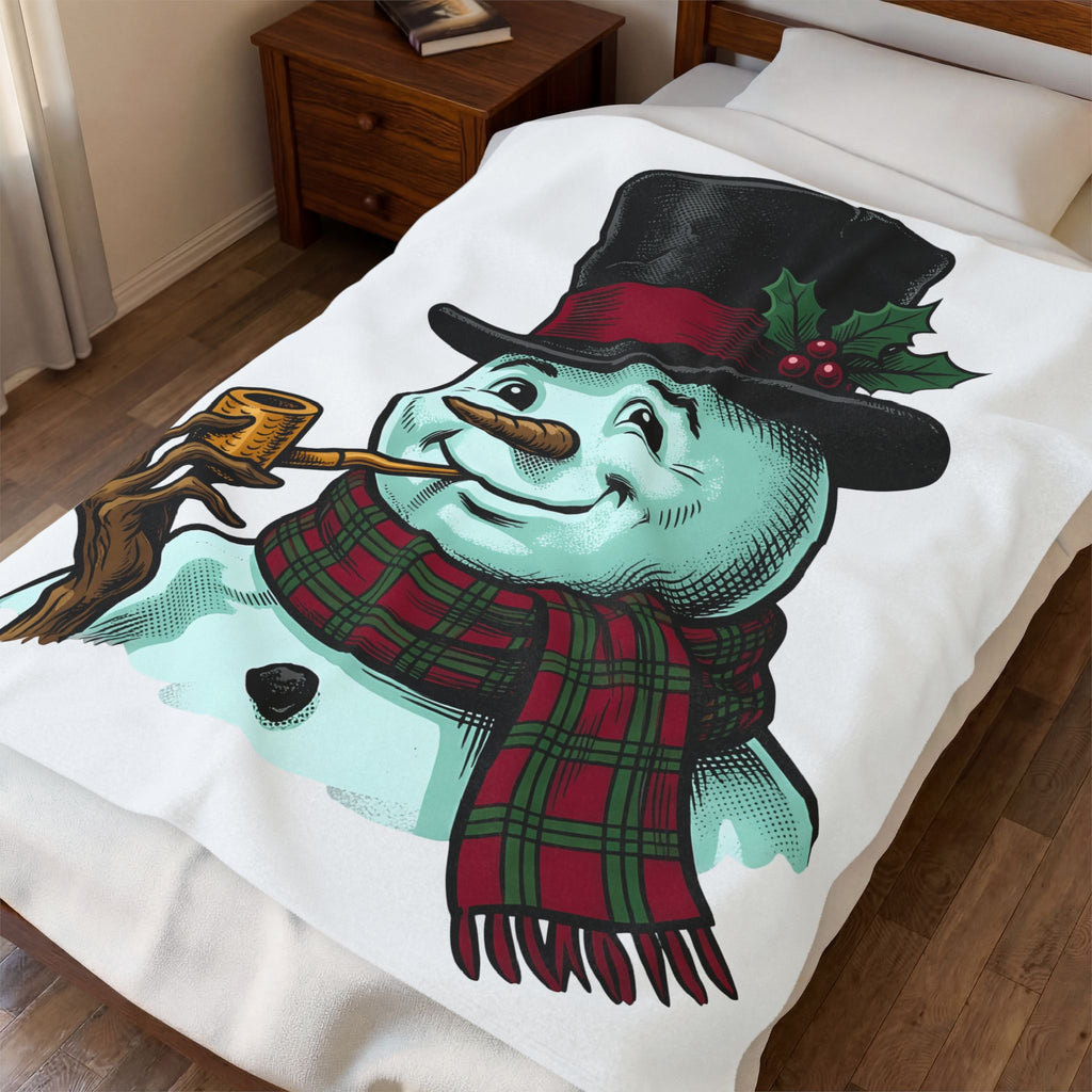 Snowman Christmas Event Gift Rustic Frosty Holiday Fan Country Party Nostalgic Tartan Scarf Blanket