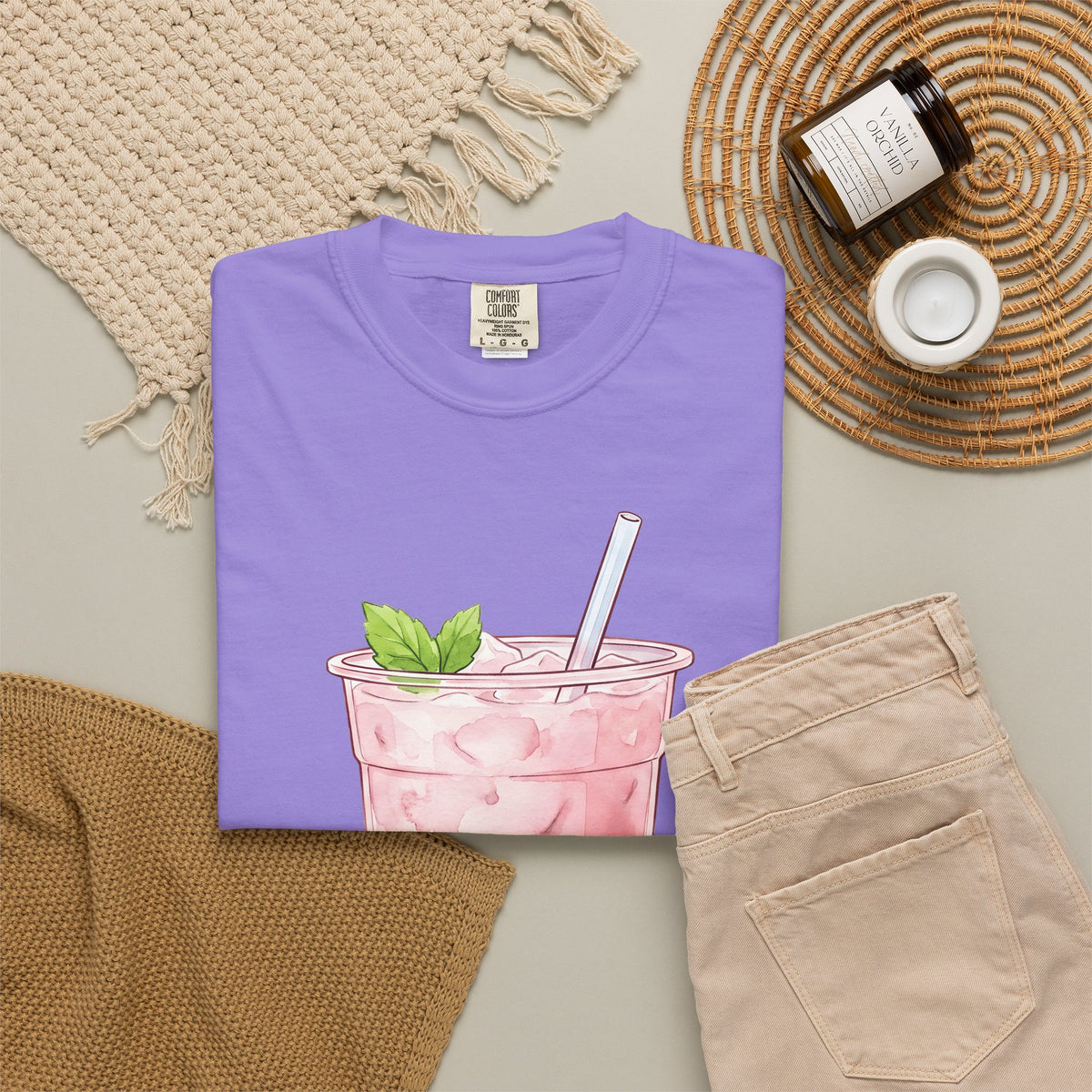 Strawberry Boba Tea T-Shirt Drinks Gastronomy Gift Women Gouache T-Shirt Boba Tea T-Shirt Beverage Fan Watercolor T-Shirt Foodie Graphic Clean Mint