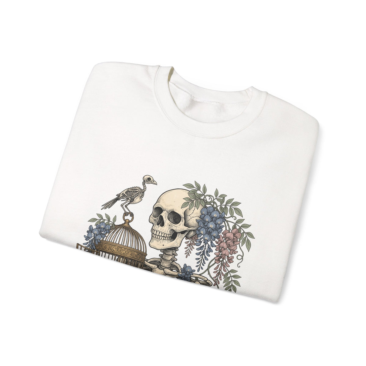 Bone Bloom Sweatshirt Halloween Dark Art Gift Women Rustic Sweatshirt Skeleton Sweatshirt Horror Fan Gothic Sweatshirt Macabre Graphic Doodle Aviary Sweatshirt
