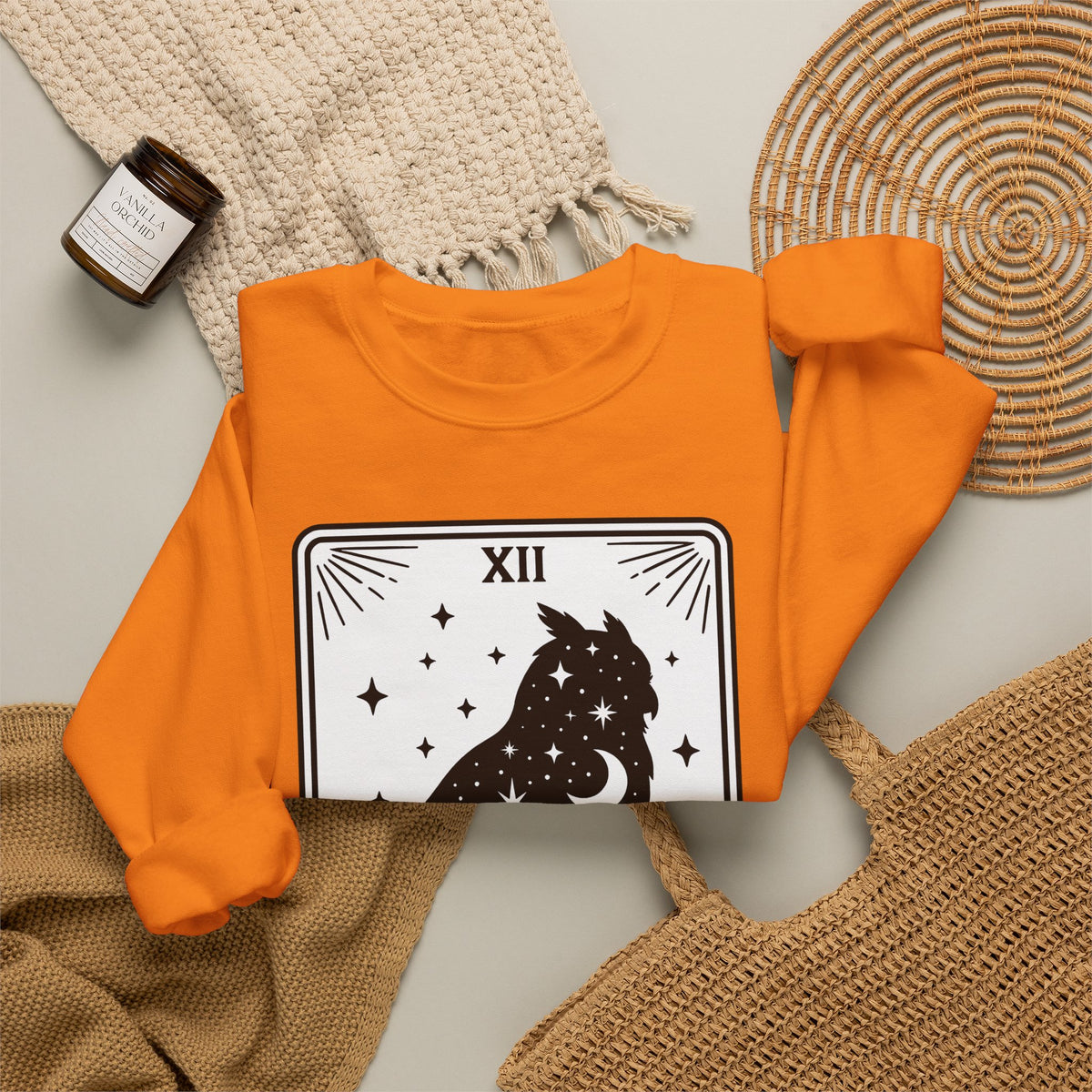 Owl Silhouette Sweatshirt Boho Chic Tarot Gift Women Celestial Sweatshirt Hoot Sweatshirt Bohemian Fan Mystical Sweatshirt Oracle Graphic Vintage Stars Sweatshirt