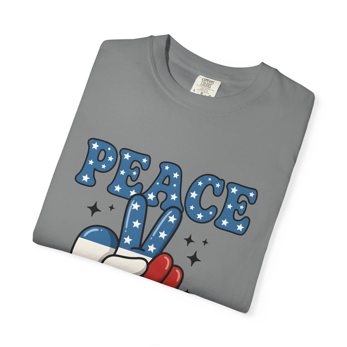 Peace Gesture T-Shirt America/4th Of July Celebration Gift Women Sketch T-Shirt Peace Sign T-Shirt Patriot Fan Hand Drawn T-Shirt Party Graphic