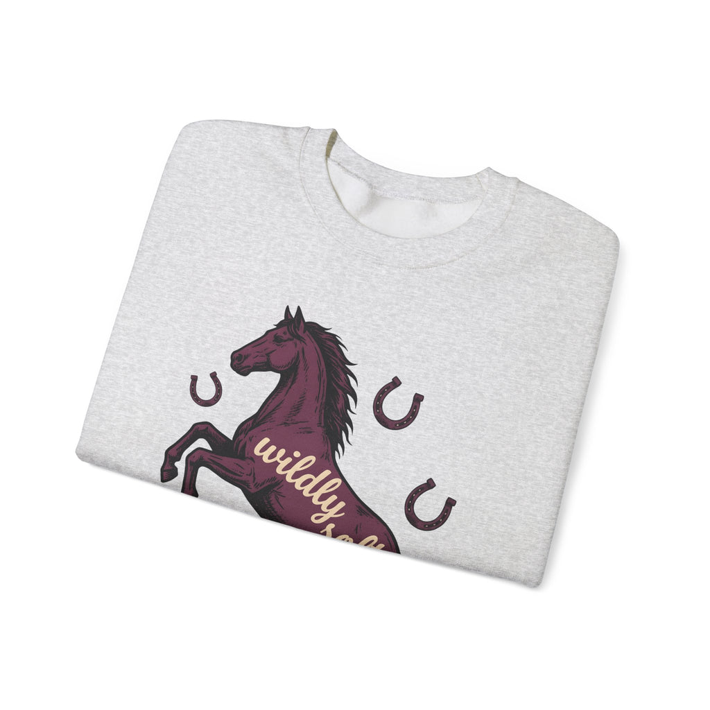 Horse Design Sweatshirt Boho Chic Ranch Gift Women Classic Sweatshirt Equine Sweatshirt Hippie Fan Vintage Sweatshirt Western Graphic Doodle Horseshoe Sweatshirt