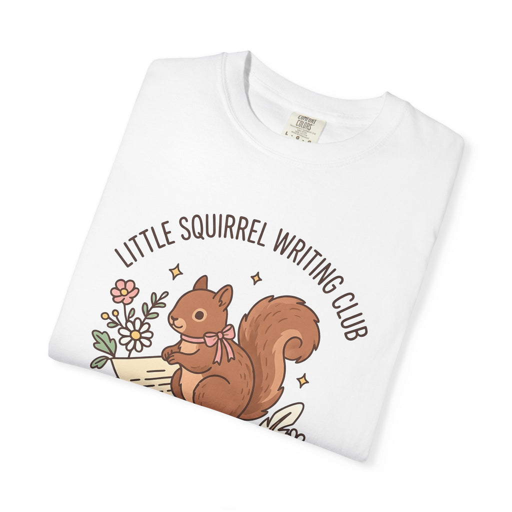 Squirrel Tower Papers T-Shirt Writing Critter Gift Women Playful T-Shirt Paper Tower T-Shirt Author Fan Stationery T-Shirt Animal Graphic Line Art