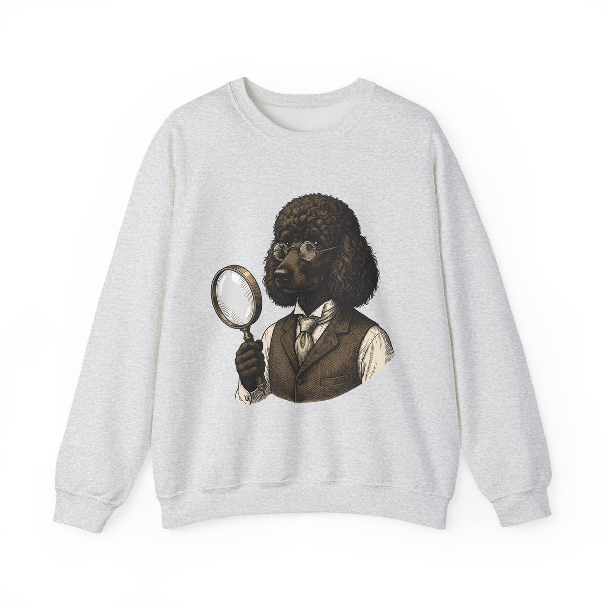 Poodle Detective Sweatshirt Dog Humor Gift Women Vintage Sweatshirt Dog Detective Sweatshirt Dog Fan Canine Comic Graphic Sweatshirt Hand Drawn Magnifying