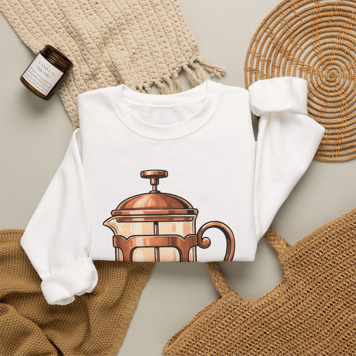 French Press Sweatshirt Coffee Bakeware Gift Women Line Art Sweatshirt Cafetiere Sweatshirt Coffee Fan Baking Graphic Sweatshirt Watercolor Coffee Sweatshirt