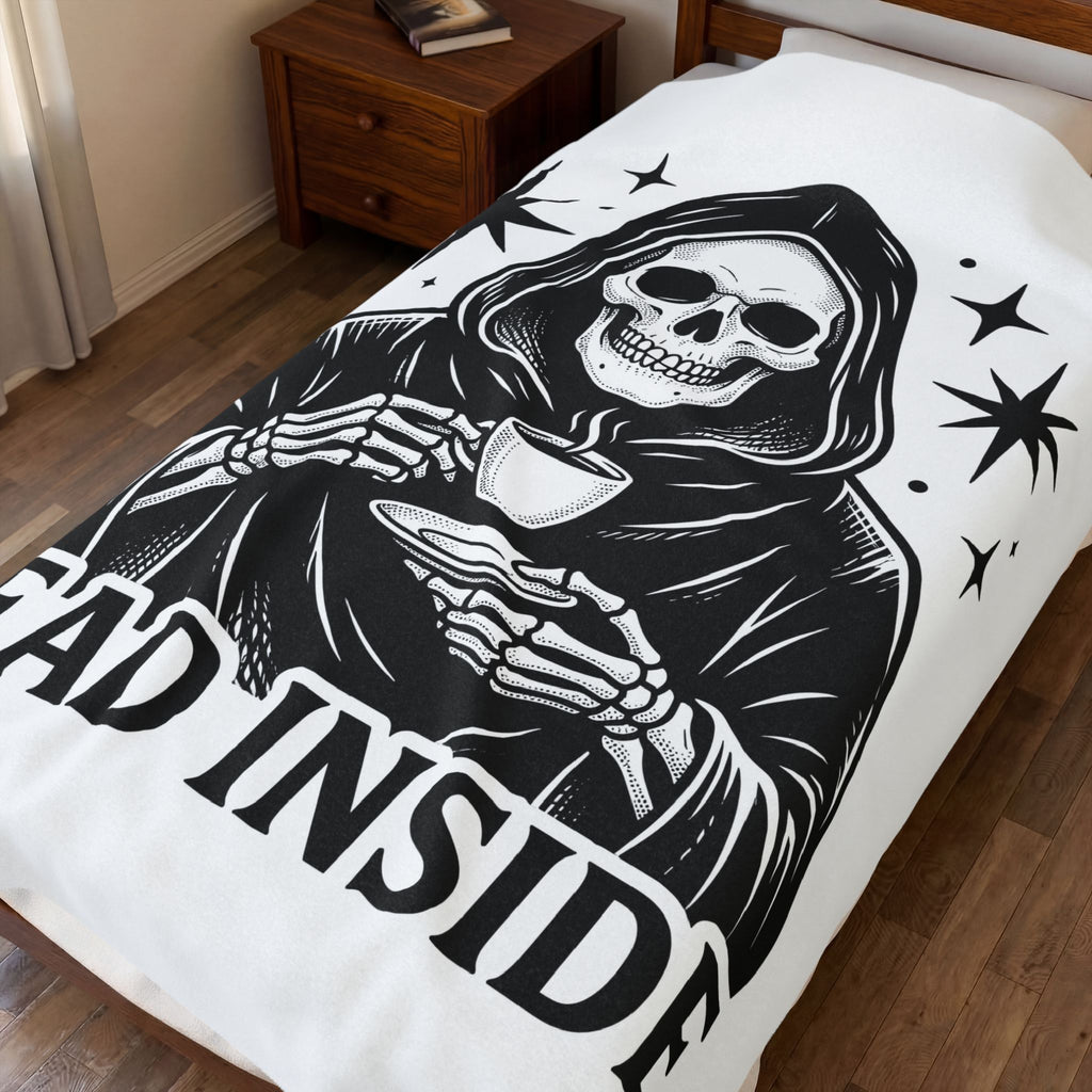 Death Reaper Blanket Halloween Espresso Gift Women Dark Blanket Grim Reaper Blanket Horror Fan Gothic Blanket Coffee Graphic Retro Blanket Blanket