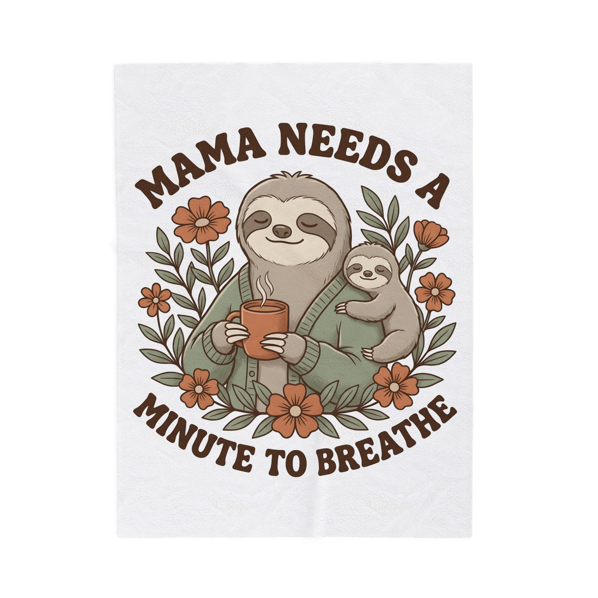 Sloth Mother Moms Espresso Gift Kawaii Sloth Mom Enthusiast Cute Coffee Sketch Blossoms Blanket