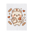 Nurse Kitty Blanket Nurse Wildlife Gift Women Chibi Blanket Kitty Cat Blanket Nursing Enthusiast Cartoon Blanket Animal Graphic Animated Adhesive