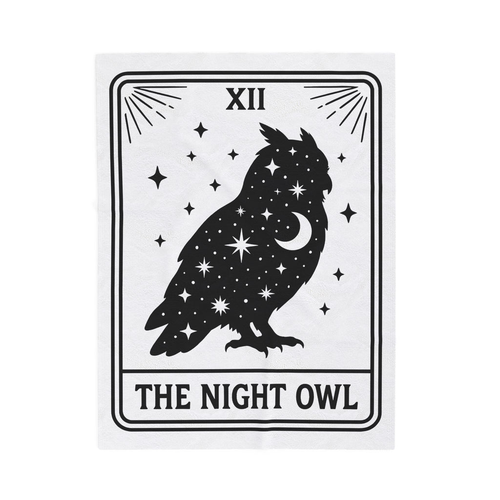 Owl Silhouette Blanket Boho Chic Tarot Gift Women Celestial Blanket Hoot Blanket Bohemian Fan Mystical Blanket Oracle Graphic Vintage Stars Blanket