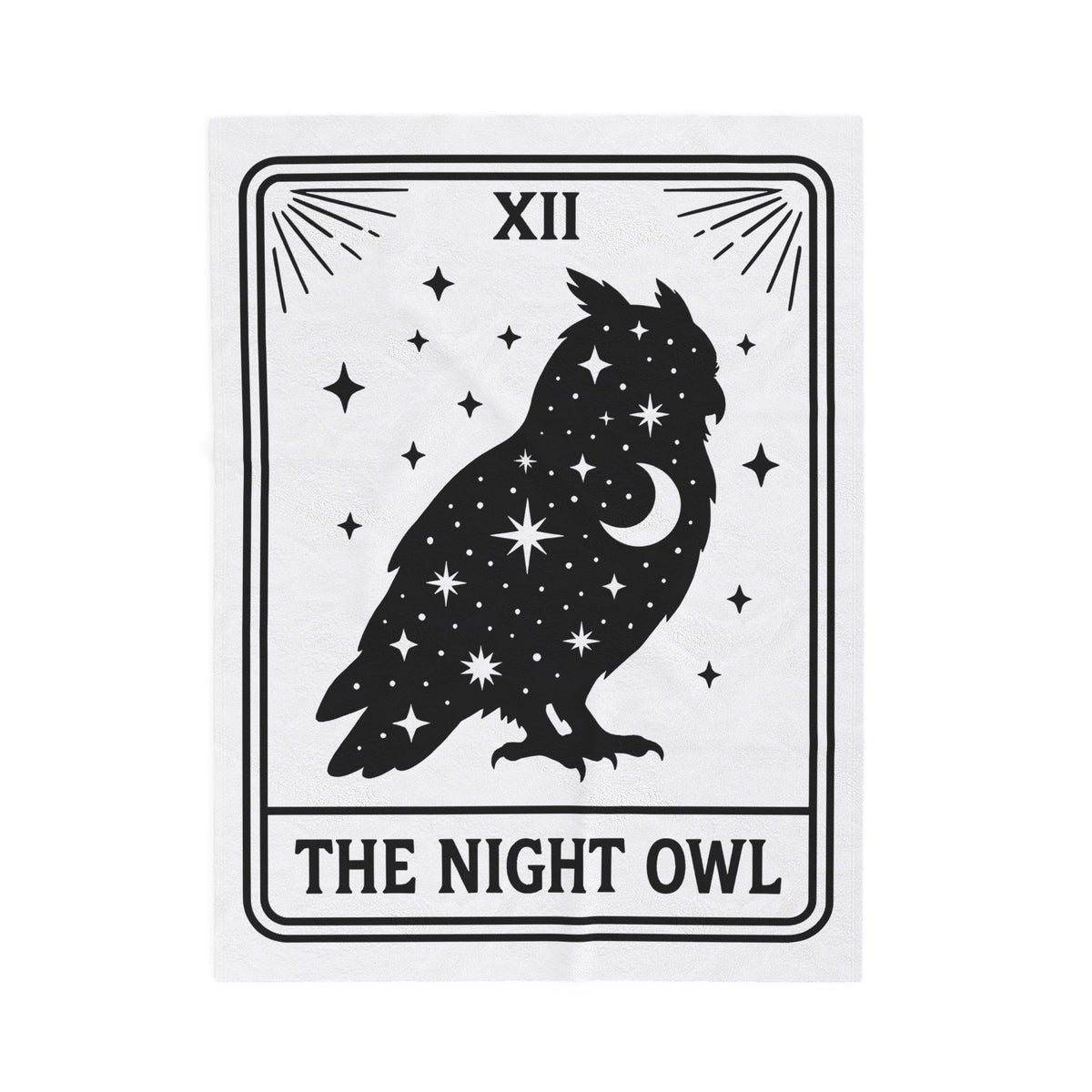 Owl Silhouette Blanket Boho Chic Tarot Gift Women Celestial Blanket Hoot Blanket Bohemian Fan Mystical Blanket Oracle Graphic Vintage Stars Blanket