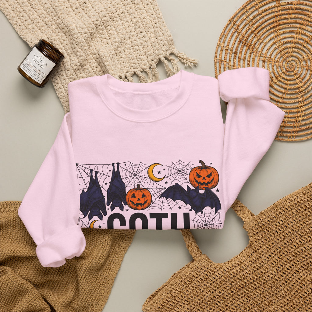 Vampire Pumpkin Goth Autumn Gift Horror Bloodsucking Dark Fan Macabre Fall Hand Drawn Webbing Sweatshirt