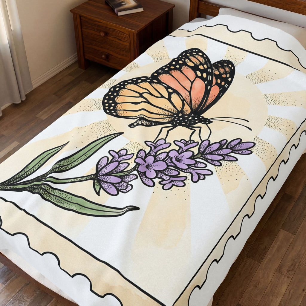 Moth Flower Butterfly Plant Gift Hippie Flower Butterfly Enthusiast Bohemian Floral Classic Blanket