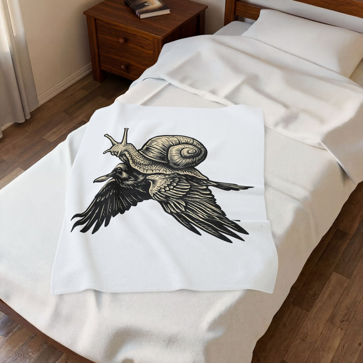 Slug Raven Blanket Funny Wildlife Gift Women Classic Blanket Raven Blanket Humor Fan Vintage Blanket Animal Graphic Doodle Wings Blanket