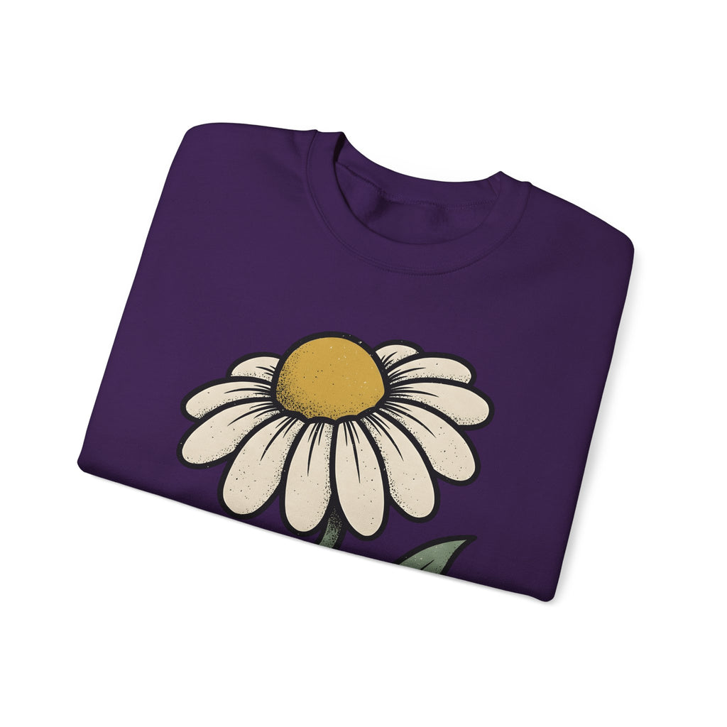 Daisy Petal Sweatshirt Floral Nature Gift Women Cartoon Sweatshirt Flower Sweatshirt Botanical Fan Comic Sweatshirt Outdoor Graphic Silhouette Sprig Sweatshirt