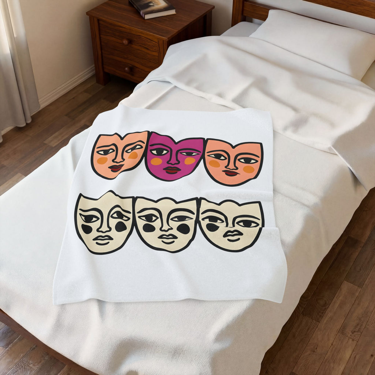 Abstract Faces Blanket Abstract Art Gift Women Modern Blanket Faces Blanket Art Fan Contemporary Blanket Artistic Graphic Minimal Bold Outlines