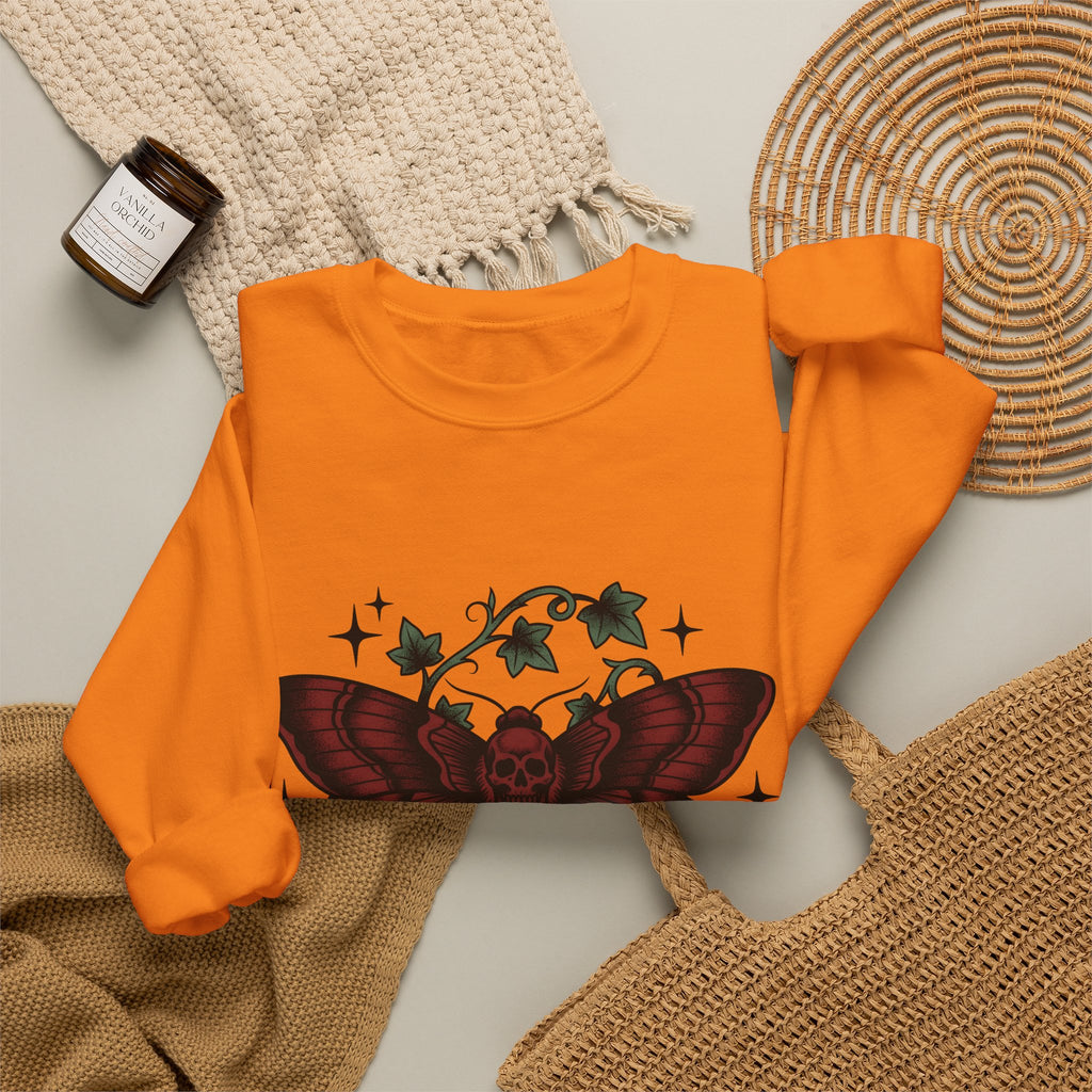 Skull Moth Sweatshirt Halloween Gothic Gift Women Tattoo Sweatshirt Deathshead Moth Sweatshirt Horror Fan Dark Art Sweatshirt Gothic Graphic Vintage Ivy Sweatshirt