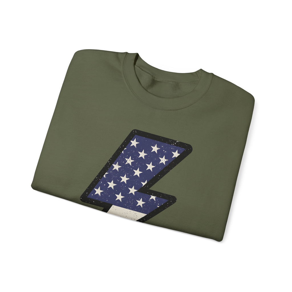 Electric Bolt Sweatshirt 4th Of July Freedom Gift Women Rustic Sweatshirt Lightning Sweatshirt Independence Fan Vintage Sweatshirt Liberty Graphic Nostalgic
