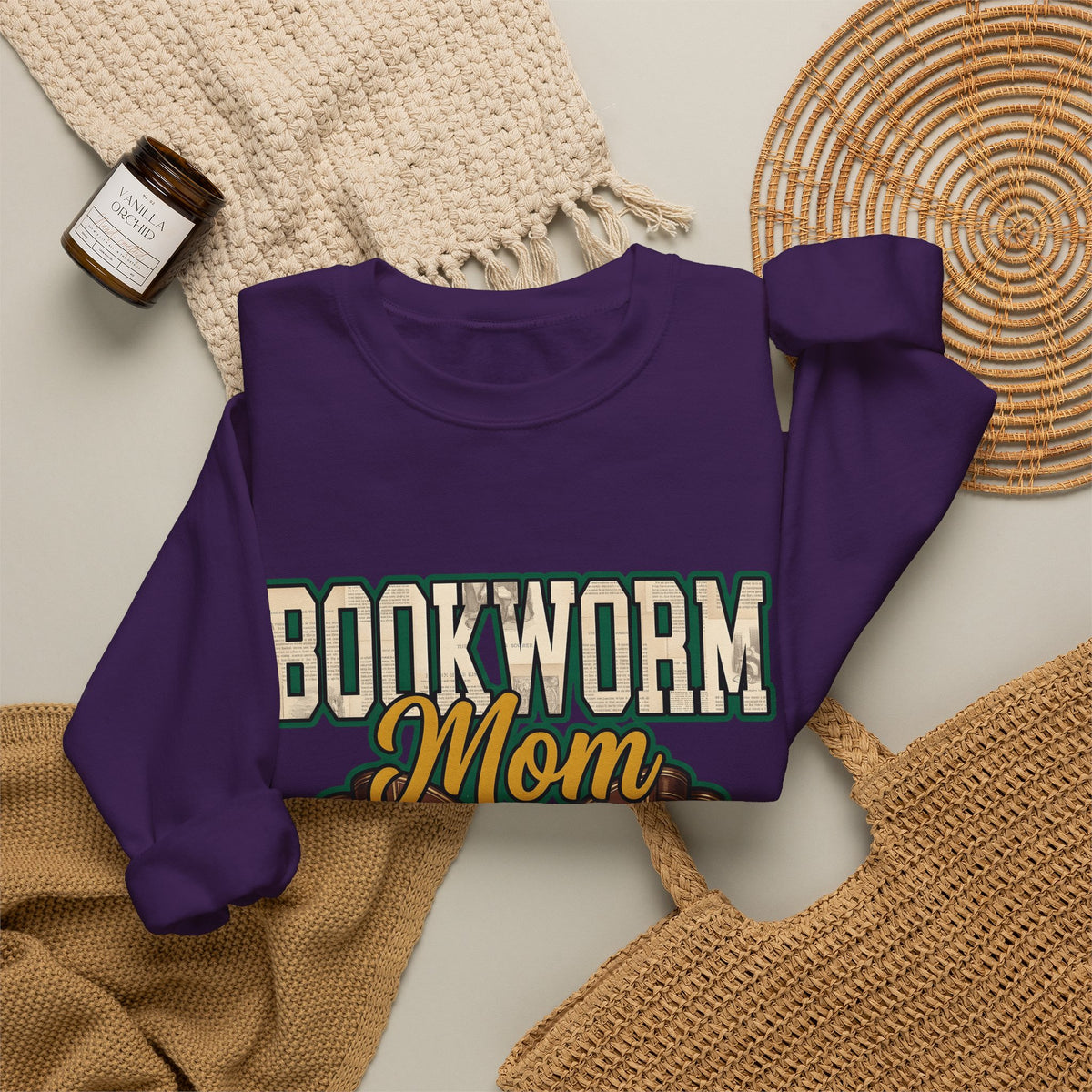 Book Bow Sweatshirt Moms Reading Gift Women Bold Graphic Sweatshirt Bookmark Sweatshirt Mother Fan Graphic Design Book Illustration Retro Stacked Books