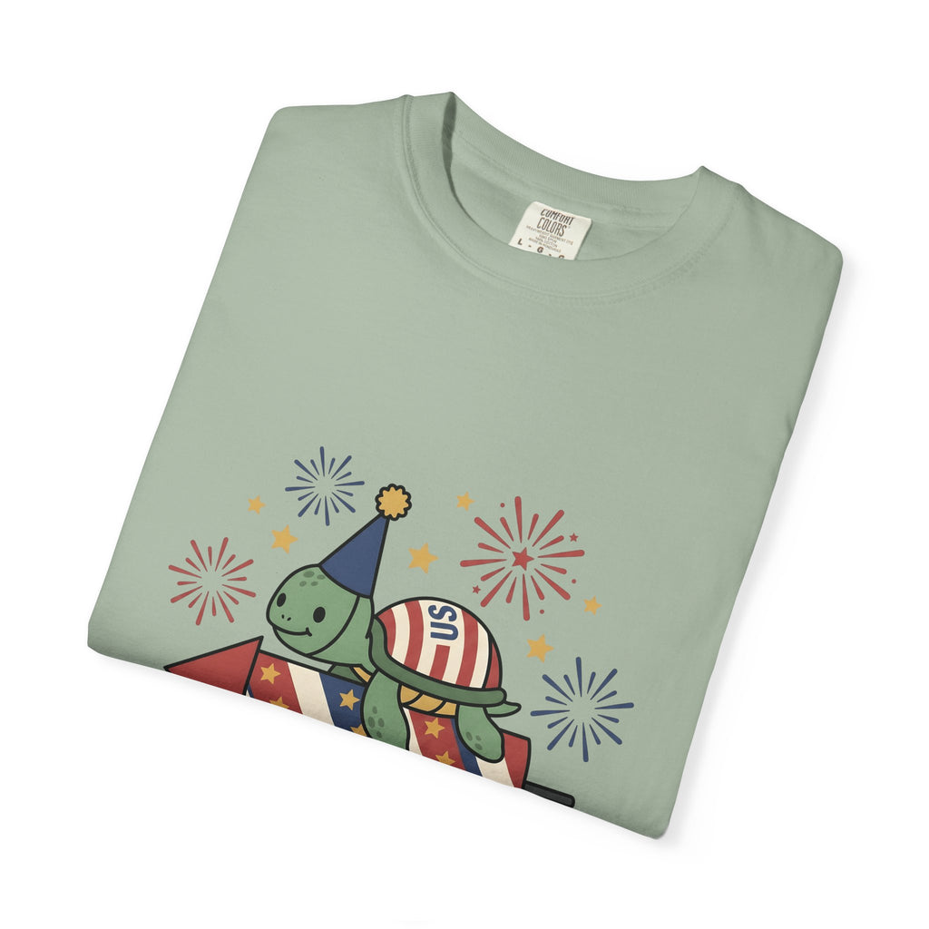 Turtle Celebration Hat T-Shirt 4th Of July Usa Gift Women Sweet T-Shirt Turtle Hat T-Shirt Independence Day Fan Patriotic T-Shirt American Graphic