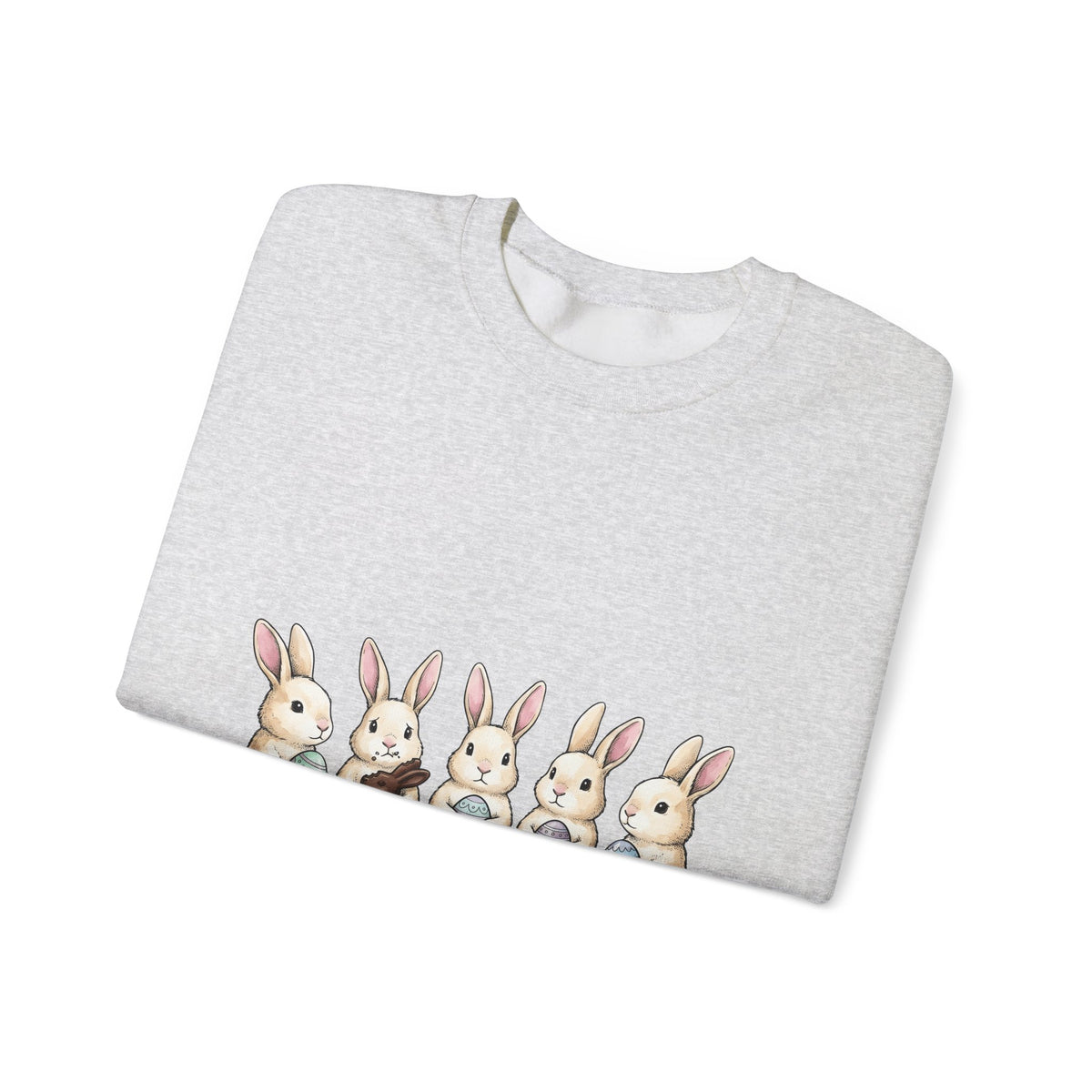 Rabbit Group Sweatshirt Easter Critters Gift Women Doodle Sweatshirt Bunny Sweatshirt Easter Fan Hare Sweatshirt Creature Graphic Minimalist Colorful Egg