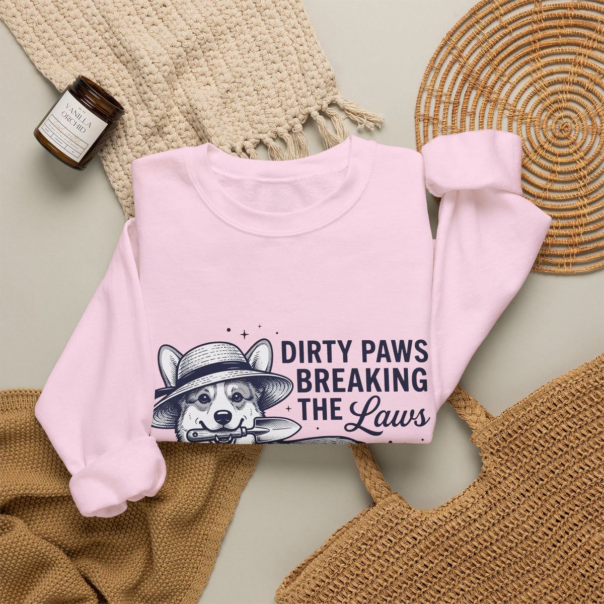 Corgi Canine Sweatshirt Dog Horticulture Gift Women Old School Sweatshirt Dog Sweatshirt Dog Fan Puppy Sweatshirt Gardening Graphic Outline Hand Shovel Sweatshirt