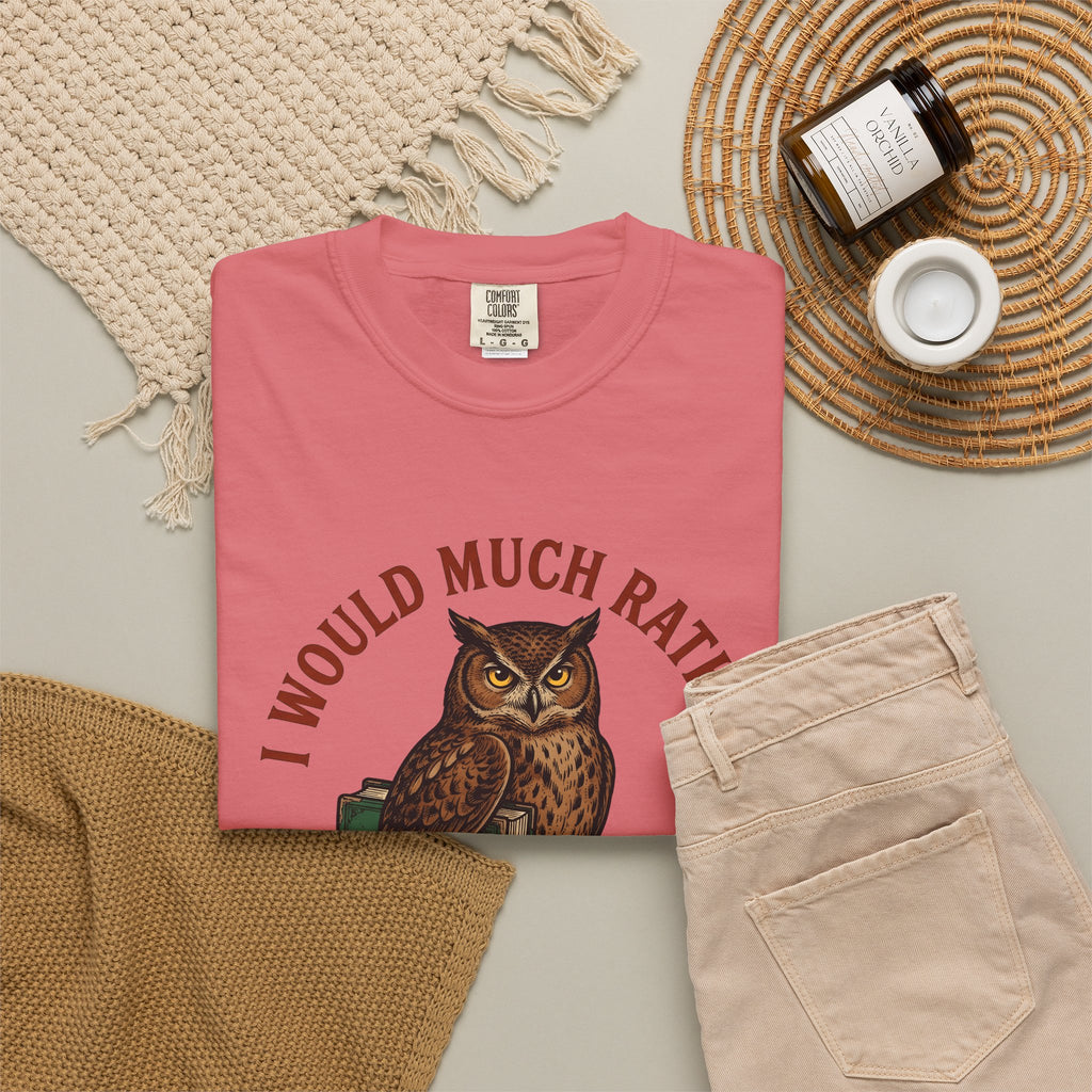 Owl Books T-Shirt Book Animal Gift Women Vintage T-Shirt Bookish T-Shirt Bibliophile Enthusiast Retro T-Shirt Wildlife Graphic Hand Drawn Animal