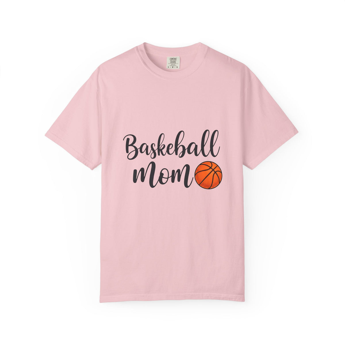 Basketball Graphic T-Shirt Moms Sports Gift Women Script T-Shirt Hoop T-Shirt Mom Fan Calligraphy T-Shirt Athlete Graphic Modern Sports Ball T-Shirt