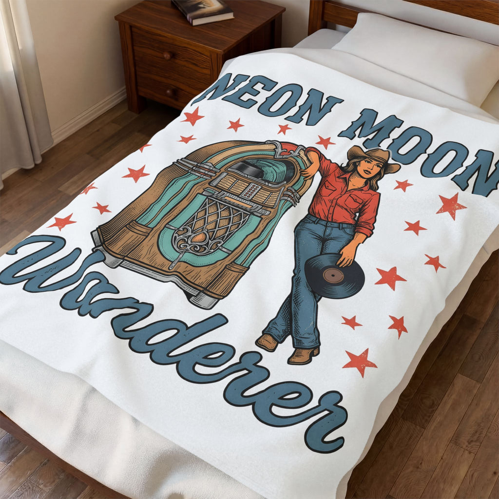 Western Jukebox Blanket Cowgirl Southern Gift Women Antique Blanket Jukebox Blanket Cowgirl Fan Vintage Blanket Dixie Graphic Old School Star