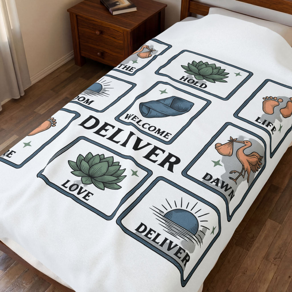 Wading Bird Baby Blanket Nurses Maternity Gift Women Classic Blanket Heron Blanket Nurse Enthusiast Vintage Blanket Pregnancy Graphic Cartoon